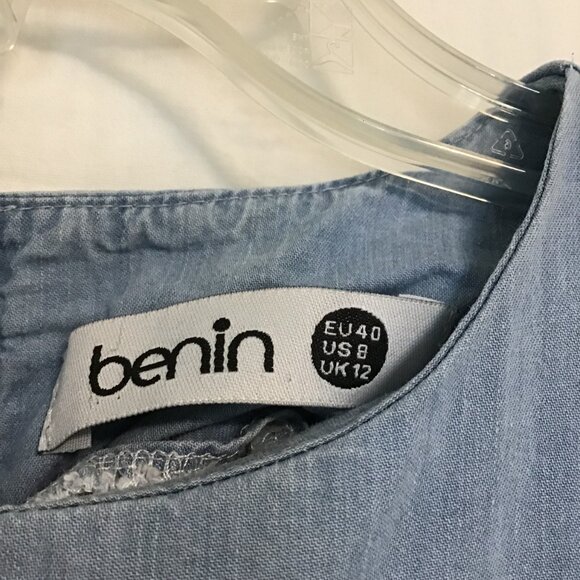 Benin Plain Crew Neck Dress with Back Keyhole Button Size 8 - Picture 12 of 15